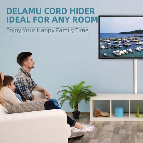 Delamu Cord Hider, 157in Wire Covers for Cords on Wall, Premium Cable Hider Cord Covers for Wires, Cable Management Wire Hiders for TV, Cable Raceway Kit, W0.95 H0.55in, White in Kuwait