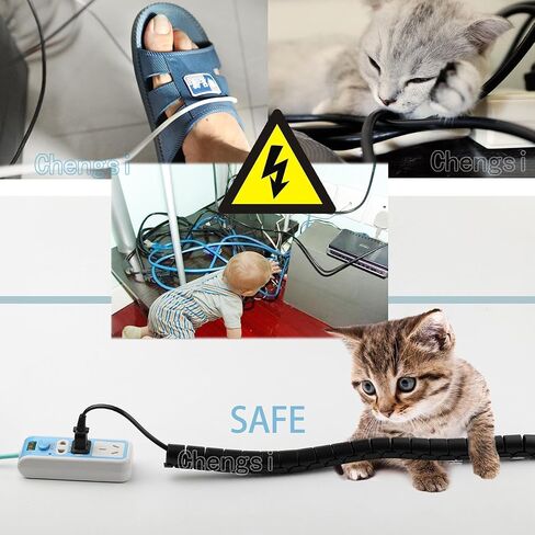 Cable Sleeve Organizer 10FT Coiled Tube Sleeve Cable Management Sleeve for Home Office PC TV Black in Kuwait