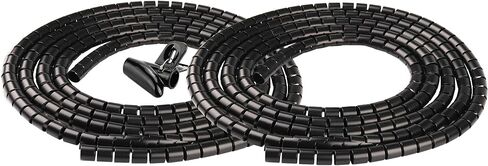Cable Sleeve Organizer 10FT Coiled Tube Sleeve Cable Management Sleeve for Home Office PC TV Black in Kuwait