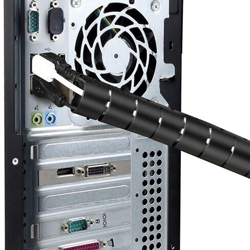 Cable Sleeve Organizer 10FT Coiled Tube Sleeve Cable Management Sleeve for Home Office PC TV Black in Kuwait