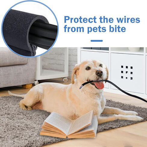 [4 عبوات] حافظة إدارة الكابلات JOTO، نظام تنظيم السلك 19-20 بوصة مع سحاب للتلفزيون والكمبيوتر والمكتب والترفيه المنزلي، غطاء مرن للكابل ونظام إخفاء الأسلاك - أسود in Kuwait