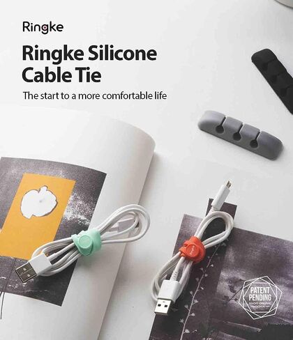 Ringke Cable Tie Silicone (15 Pack) Colorful Reusable Holder Strap Organizer Management for Fastening Cable Cords and Wires in Saudi Arabia