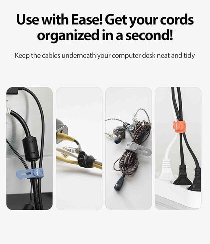 Ringke Cable Tie Silicone (15 Pack) Colorful Reusable Holder Strap Organizer Management for Fastening Cable Cords and Wires in Saudi Arabia