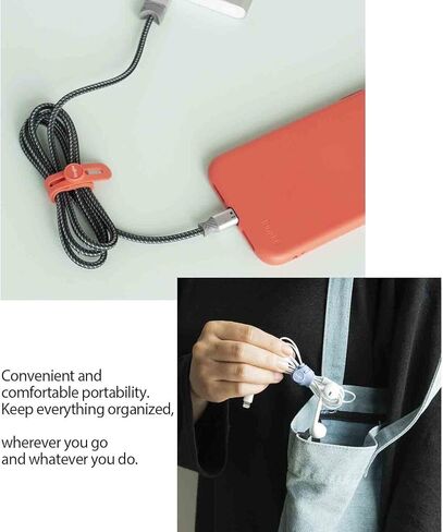 Ringke Cable Tie Silicone (15 Pack) Colorful Reusable Holder Strap Organizer Management for Fastening Cable Cords and Wires in Saudi Arabia