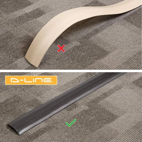 D-Line 6ft Floor Cord Cover, Cable Protector, Hide Extension Cords, Protect Cords, Prevent Cable Trips, Heavy Duty Cord Hider - Cable Cavity = 0.63" (W) x 0.31" (H) - Black in Kuwait