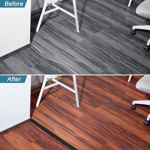 Floor Cable Cover 3ft Brown, LZEOY Cord Covers for Wires on Floor, Low Profile Cord Hider Cable Management, Office/Carpet Compatible in Kuwait