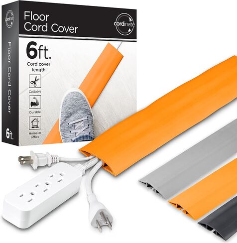 Cordinate 10 ft Cord Cover Floor, Cord Protector, Cord Management, Cord Concealer, Cable Hider and Cable Raceway, Extension Cord Cover, Orange, 60338 in Saudi Arabia