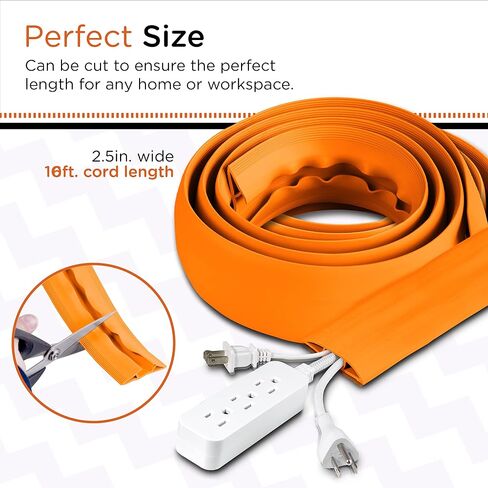 Cordinate 10 ft Cord Cover Floor, Cord Protector, Cord Management, Cord Concealer, Cable Hider and Cable Raceway, Extension Cord Cover, Orange, 60338 in Saudi Arabia