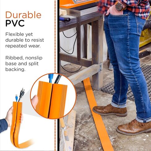 Cordinate 10 ft Cord Cover Floor, Cord Protector, Cord Management, Cord Concealer, Cable Hider and Cable Raceway, Extension Cord Cover, Orange, 60338 in Saudi Arabia