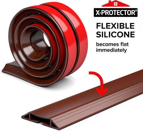 غطاء سلك الأرضية X-Protector - واقي سلك فوق الأرضية بطول 5 بوصات - واقي كابل الطاقة ذاتي اللصق - واقي سلك السيليكون - غطاء سلك تمديد مثالي لحماية الأسلاك على الأرض (60 بوصة) in Kuwait