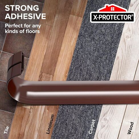 غطاء سلك الأرضية X-Protector - واقي سلك فوق الأرضية بطول 5 بوصات - واقي كابل الطاقة ذاتي اللصق - واقي سلك السيليكون - غطاء سلك تمديد مثالي لحماية الأسلاك على الأرض (60 بوصة) in Kuwait