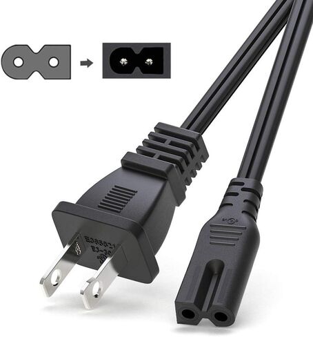 12Ft Extra Long 2 Prong Polarized Power Cord for Vizio-LED-TV Smart-HDTV E-M-Series Sound Bar 2 Slot Adapter-AC-Wall-Cable:IEC-60320 IEC320 C7 to NEMA 1-15P for Sharp Philips LED TV PS1 PS2 in Saudi Arabia