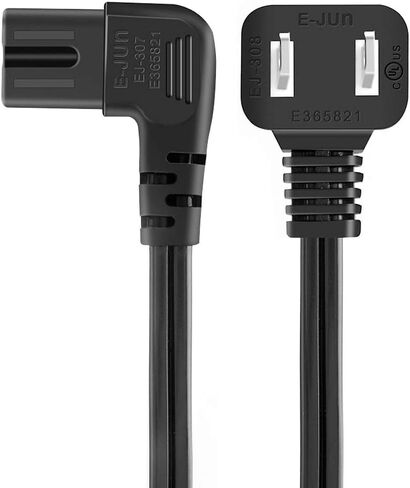 CableCreation 10 أقدام 18 AWG سلك طاقة بزاوية غير مستقطبة بزاوية 2 فتحة لاستبدال Samsung TV LG TCL (IEC320 C7 إلى Nema 1-15P)، 3M in Kuwait