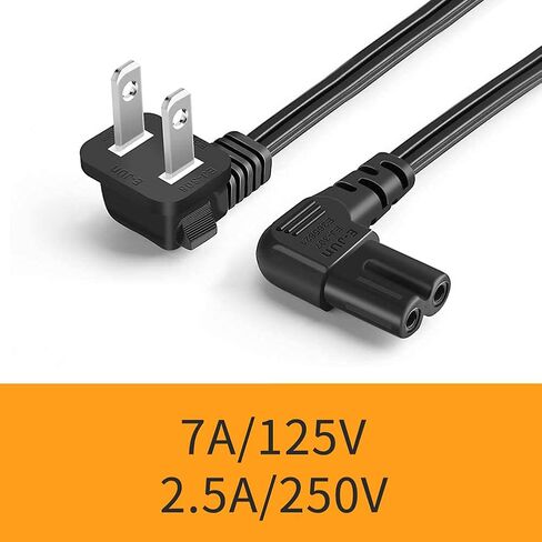 CableCreation 10 أقدام 18 AWG سلك طاقة بزاوية غير مستقطبة بزاوية 2 فتحة لاستبدال Samsung TV LG TCL (IEC320 C7 إلى Nema 1-15P)، 3M in Kuwait