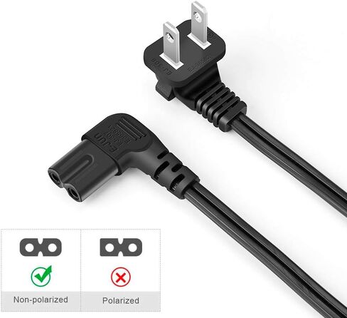 CableCreation 10 أقدام 18 AWG سلك طاقة بزاوية غير مستقطبة بزاوية 2 فتحة لاستبدال Samsung TV LG TCL (IEC320 C7 إلى Nema 1-15P)، 3M in Kuwait