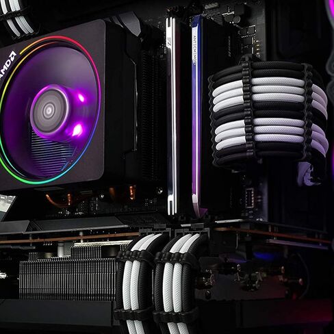 PSU Cable Extension Kit 30CM Length with Combs,1x24Pin/2x8Pin(4+4) EPS/3x8Pin(6P+2P) PCI-E/PC Sleeved for ATX Power Supply,White, All-White in Kuwait