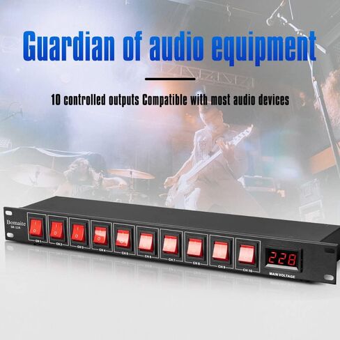 Bomaite SR-128 مكيف تسلسلي للطاقة بـ 10 منافذ - 15 أمبير 1800 واط تيار متردد، مكيف مفتاح تثبيت على حامل الطاقة، واقي التيار الكهربائي الرقمي الاحترافي للأجهزة الكهربائية المنزلية، ومكونات الكمبيوتر in Kuwait