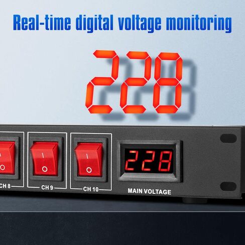 Bomaite SR-128 مكيف تسلسلي للطاقة بـ 10 منافذ - 15 أمبير 1800 واط تيار متردد، مكيف مفتاح تثبيت على حامل الطاقة، واقي التيار الكهربائي الرقمي الاحترافي للأجهزة الكهربائية المنزلية، ومكونات الكمبيوتر in Kuwait