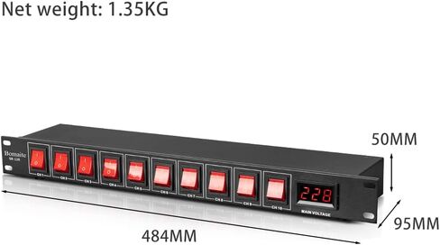 Bomaite SR-128 مكيف تسلسلي للطاقة بـ 10 منافذ - 15 أمبير 1800 واط تيار متردد، مكيف مفتاح تثبيت على حامل الطاقة، واقي التيار الكهربائي الرقمي الاحترافي للأجهزة الكهربائية المنزلية، ومكونات الكمبيوتر in Kuwait