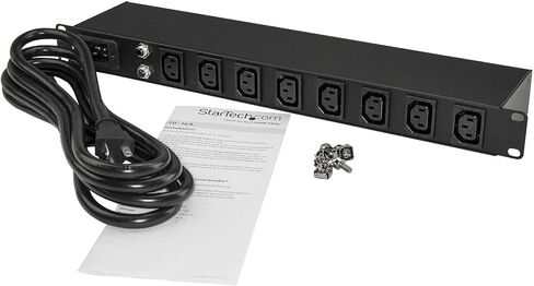 StarTech.com 1U 19 بوصة 8 منافذ حامل PDU - IEC C13 مقبس مزود طاقة مثبت على حامل / شريط - حامل خادم أفقي PDU قابل للتركيب / وحدة توزيع الطاقة لمركز البيانات 16A 240V (PDU08C13H) in Saudi Arabia