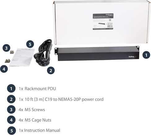 StarTech.com 1U 19 بوصة 8 منافذ حامل PDU - IEC C13 مقبس مزود طاقة مثبت على حامل / شريط - حامل خادم أفقي PDU قابل للتركيب / وحدة توزيع الطاقة لمركز البيانات 16A 240V (PDU08C13H) in Saudi Arabia
