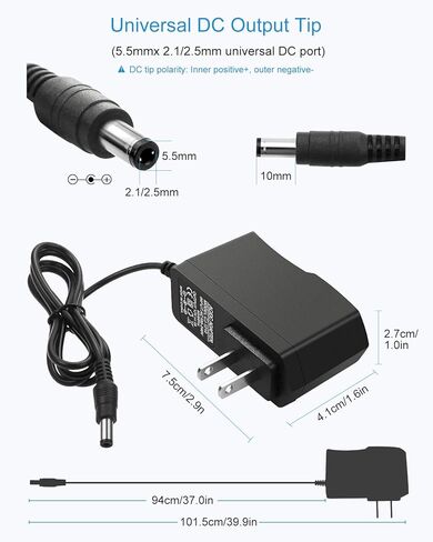 ALITOVE 12V 1A مزود الطاقة DC 12 فولت محول الطاقة 12V 1000mA 600mA 800mA 12W AC/DC محول 100V~240V AC إلى DC 12V سلك الطاقة مع طرف 5.5x2.5mm لجهاز التوجيه LED قطاع نظام الكاميرا الأمنية، أبيض in Kuwait