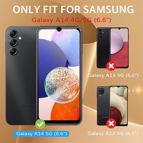 Lesakit 3 Pack Galaxy A14 Screen Protector + 3 Pack Camera Lens Protector, [Anti-Scratch][Full Coverage][Easy Installation] Tempered Glass Screen Protector for Samsung Galaxy A14 in Kuwait