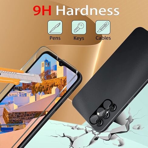 Lesakit 3 Pack Galaxy A14 Screen Protector + 3 Pack Camera Lens Protector, [Anti-Scratch][Full Coverage][Easy Installation] Tempered Glass Screen Protector for Samsung Galaxy A14 in Kuwait