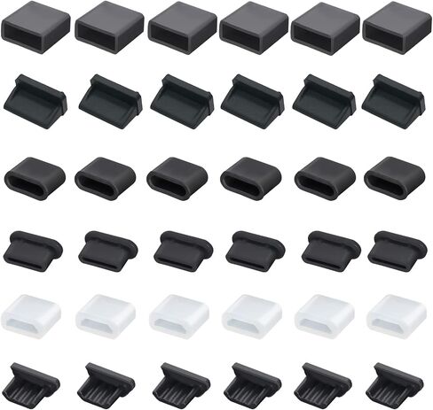 36 PCS 6 Types USB Anti Dust Cover Plugs, USB Type-C Dust Stopper, Silicone Soft Micro USB Cap Port Protector, Anti Dust Cover Protector Plugs Cap for USB A, Micro USB, Type C Ports (36PCS) in Kuwait