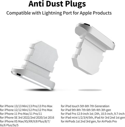 TITACUTE 2 حزمة من سدادات الغبار المضادة للغبار لهاتف iPhone 14 Pro Max 13 11 12 غطاء غبار صغير 8 دبوس قابس غبار + صندوق تخزين صغير مقابس منفذ شحن iPhone لهاتف iPhone Xs XR X 8 7 Plus SE AirPods iPad Mini Air أسود in Kuwait