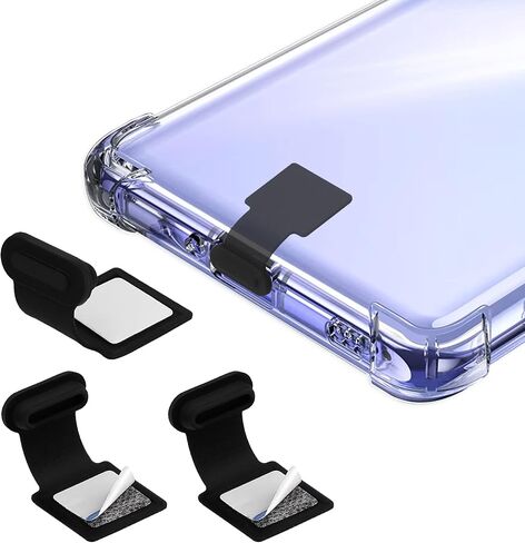 cobee Type C Port Dust Plugs, 3 Pcs USB C Dust Cover Caps Phone Type-C Anti Dust Charging Port Plug Silicone Dust Protectors with Removable Adhesive Compatible with Laptop Smartphones, Black in Kuwait