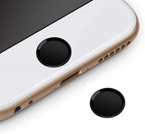 Home Button Sticker Ultra Slim Fingerprint Support Touch ID Metal Compatible with Apple iPhone/Apple iPod Touch/Apple iPad,Black-Silver BS in Saudi Arabia