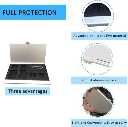 Aluminum Sim Card Case with Eject Pin, Mini Sim Card Tray Pin Eject Removal Tool Needle Opener Ejector for Smart Cell Phone 4G/5G Sim Card Nano Holder Case in Saudi Arabia