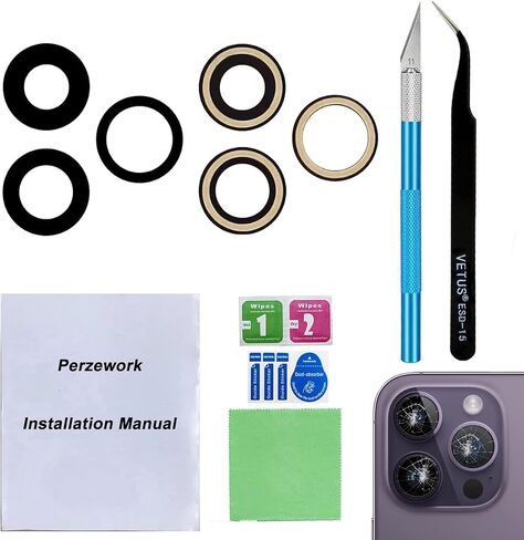 OEM Back Rear Camera Lens Glass Replacement for iPhone 14 Pro and iPhone 14 Pro Max with pre-Installed Adhesive and Reparing Toolkit in Kuwait