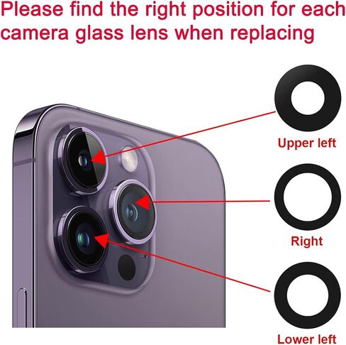 OEM Back Rear Camera Lens Glass Replacement for iPhone 14 Pro and iPhone 14 Pro Max with pre-Installed Adhesive and Reparing Toolkit in Kuwait