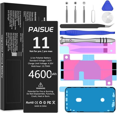 PAISUE [4600mAh] Battery for iPhone 11, Upgraded High Capacity New 0 Cycle Replacement Battery for iPhone 11 A2111 A2221 A2223 with Professional Repair Tool Kit in Saudi Arabia