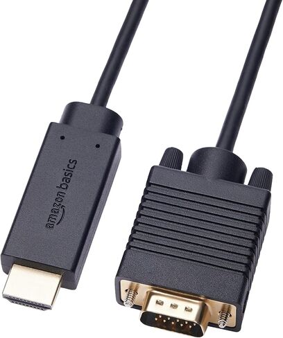 Amazon Basics كابل HDMI أحادي الاتجاه إلى VGA، مطلي بالذهب، 6 أقدام، أسود in Saudi Arabia