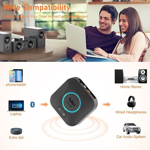 1Mii Bluetooth Receiver, HiFi Wireless Audio Adapter, Bluetooth 5.1 Receiver with 3D Surround aptX HD aptX Low Latency for Home Music Streaming Stereo System B06 Plus in Saudi Arabia
