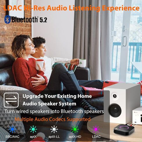 1Mii Bluetooth Receiver, HiFi Wireless Audio Adapter, Bluetooth 5.1 Receiver with 3D Surround aptX HD aptX Low Latency for Home Music Streaming Stereo System B06 Plus in Saudi Arabia