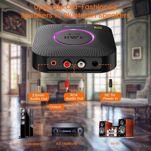 1Mii B06+ Bluetooth Receiver, Hi-Fi Wireless Audio Adapter, Bluetooth 5.3 Receiver with 3D Surround aptX HD aptX Adaptive for Home Music Streaming Stereo System in Kuwait