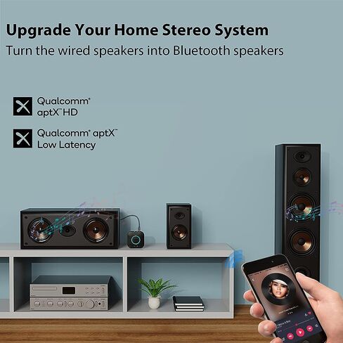 جهاز استقبال 1Mii B06S بلوتوث 5.2، محول صوت لاسلكي HiFi لنظام ستيريو منزلي مع aptX HD وزمن استجابة منخفض، التحكم في مستوى الصوت لمكبر صوت السيارة، مكبر للصوت، مع مخرجات 3.5 مم/RCA، نطاق طويل in Kuwait