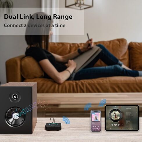 جهاز استقبال 1Mii B06S بلوتوث 5.2، محول صوت لاسلكي HiFi لنظام ستيريو منزلي مع aptX HD وزمن استجابة منخفض، التحكم في مستوى الصوت لمكبر صوت السيارة، مكبر للصوت، مع مخرجات 3.5 مم/RCA، نطاق طويل in Kuwait