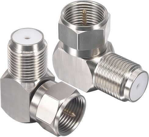 RG6 Coaxial Cable Right Angle Connector,F Type Female to Male Coax Adapter | 90 Degree Coax Adapter,2 Pack,For wall plates,TV coax, RG6 coax cable; ideal for 90-degree bends,modems,satellite receivers in Kuwait