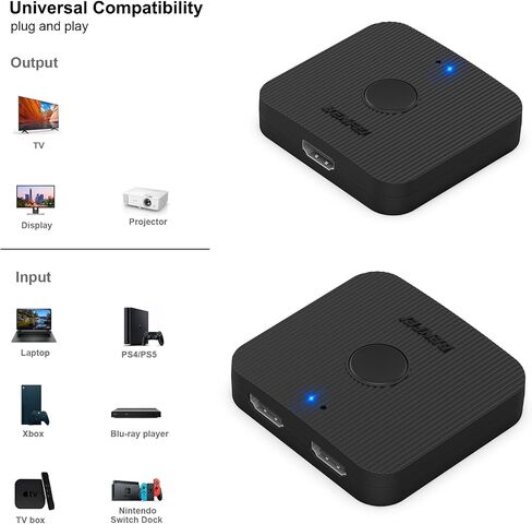 BENFEI HDMI Switch 4K@60 هرتز، محول HDMI ثنائي الاتجاه 2 مدخل 1 مخرج، 1 مدخل 2 مخرج، يدعم 4K 3D HD 1080P متوافق مع Firestick، Xbox PS4 Roku HDTV in Saudi Arabia