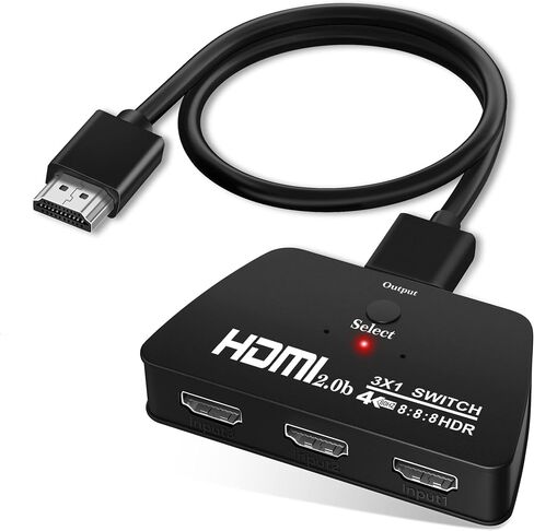 موزع محول HDMI 2.0 4K@60Hz مع كيبل HDMI بطول 3.9 قدم، محول HDMI 3 في 1، 3 منافذ HDMI، يدعم 4K 30Hz 3D 1080P HDCP2.2 لـ PS5 PS4 Xbox DVD Player Fire Stick Apple TV PC in Kuwait