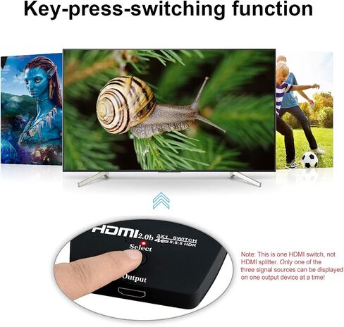 موزع محول HDMI 2.0 4K@60Hz مع كيبل HDMI بطول 3.9 قدم، محول HDMI 3 في 1، 3 منافذ HDMI، يدعم 4K 30Hz 3D 1080P HDCP2.2 لـ PS5 PS4 Xbox DVD Player Fire Stick Apple TV PC in Kuwait