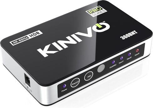 محول Kinivo HDMI 5 في 1 خارج 4K 60 هرتز (HDR 10، سرعة عالية 18 جيجابت في الثانية، جهاز تحكم عن بعد بالأشعة تحت الحمراء، HDCP2.2، Dolby Vision، VRR) - محول 550BN متوافق مع Roku، PS5، Xbox، Apple TV، Nintendo Switch 2، صندوق الكابل in Kuwait