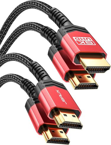 JSAUX 10K 8K HDMI Cable 2.1 10FT 2-Pack, 8K@60Hz Ultra High Speed 4K@120Hz | 48Gbps Cords for PS5/PS4 Roku TV HDTV Blu-ray LG Samsung QLED, 7680x4320 eARC HDR10 HDCP 2.2 2.3 3D, Gaming Home Theater in Kuwait