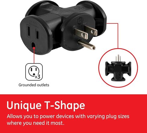 Power Cord Extension and GE 3-Outlet Extender T-Shaped Adapter Bundle in Saudi Arabia