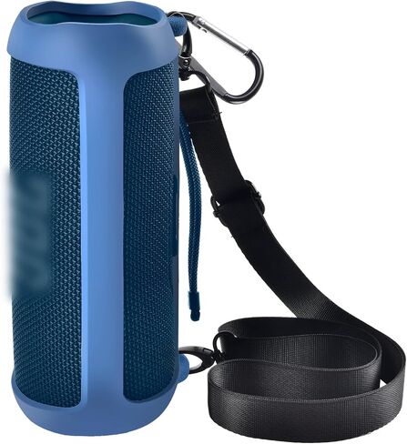 Comecase Silicone Case for JBL FLIP 6 Waterproof Portable Bluetooth Speaker | Shoulder Strap, Carabiner, Travel, Outdoor, for Gel Soft Skin Rubber Cover, Bluetooth Speaker Rubber Sleeve, Case Only, Black in Kuwait